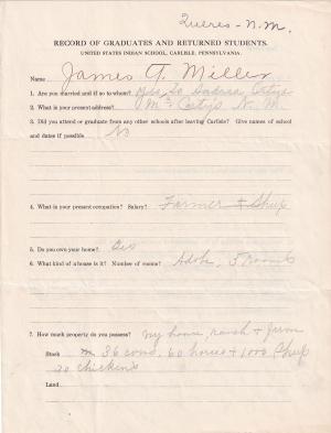 James Y. Miller Student File