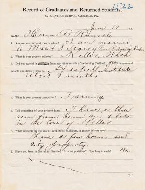 Hiram B. Runnels Student File