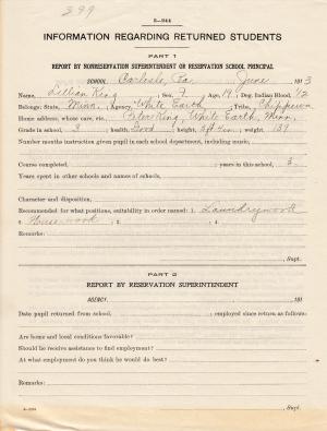 Lillian King Student File