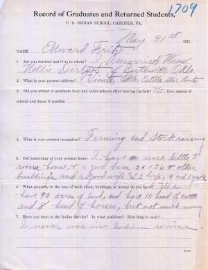 Edward Fritz Student File Edward Fritz Student File