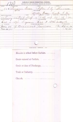 Benjamin Green Student File Benjamin Green Student File