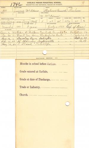 Jimmie McAdams Student File