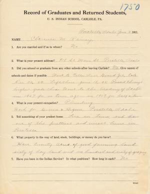 Clarence M. Rainey Student File Clarence M. Rainey Student File