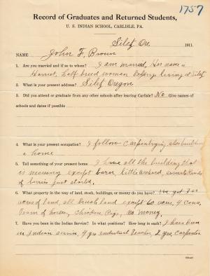 John F. Brown Student File John F. Brown Student File