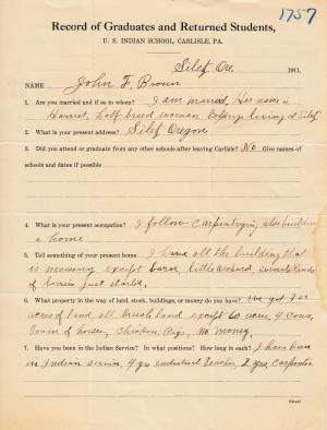 John F. Brown Student File