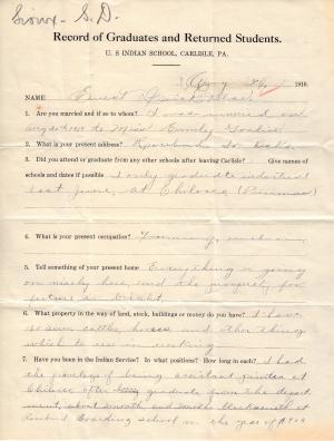 Ernest Quick Bear Student File Ernest Quick Bear Student File