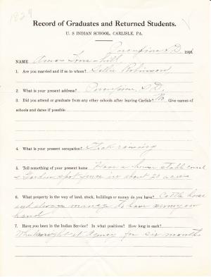 Amos Lone Hill Student File Amos Lone Hill Student File