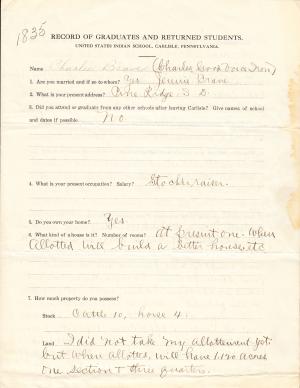 Charles Brave (Charles Good Voice Iron) Student File Charles Brave (Charles Good Voice Iron) Student File