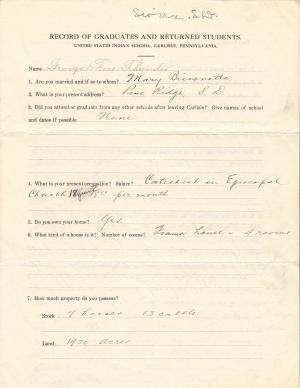 George Fire Thunder Student File