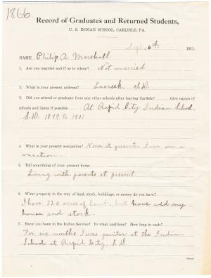 Philip Marshall Student File