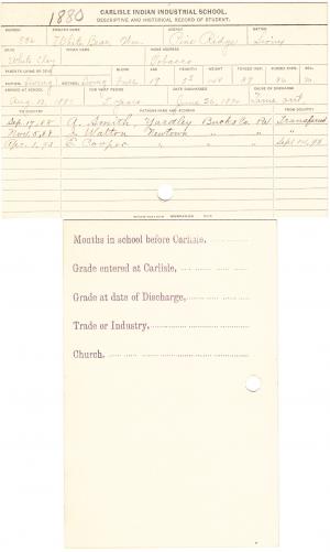 William White Bear Student File William White Bear Student File