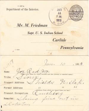 Joseph Red Fox Student File 