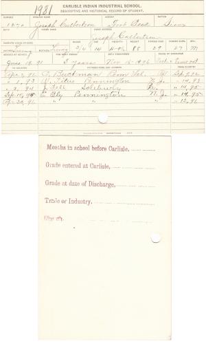 Joseph Culbertson Student File 