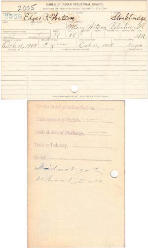 Edgar R. Watson Student File 