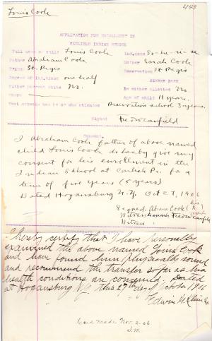 Louis Cook Student File 