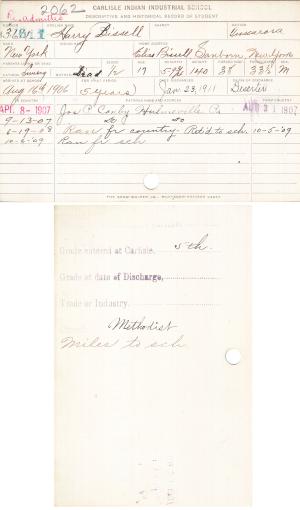 Harry Bissell Student File