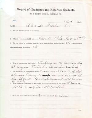Alex Garlow Student File
