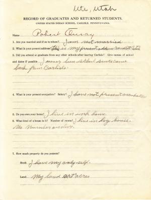 Robert Ouray Student File