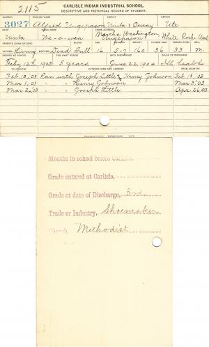 Alfred Ungapason (We-o-wea) Student File Alfred Ungapason (We-o-wea) Student File