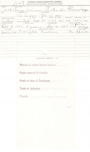 George Johnson (Ca-no-gar) Student File George Johnson (Ca-no-gar) Student File