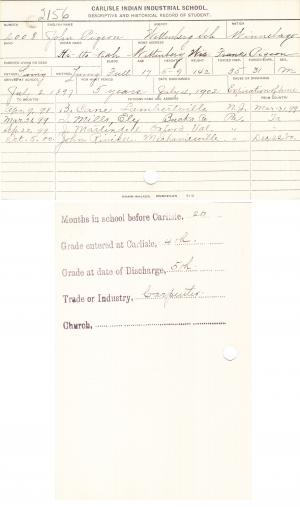John Pigeon Student File John Pigeon Student File