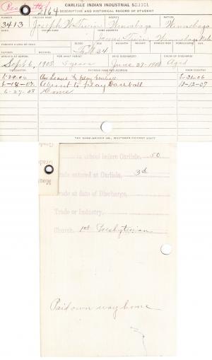 Joseph W. Twin Student File Joseph W. Twin Student File