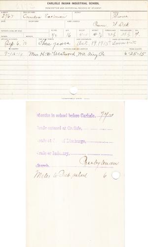 Cornelia Belle Eastman Student File