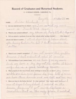 Hulda Cleveland Student File