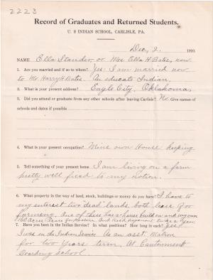 Ella Stander (Grass Woman) Student File