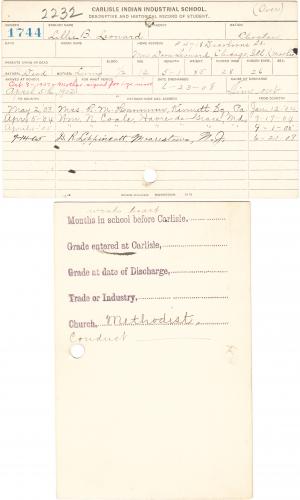 Lillie B. Leonard Student File Lillie B. Leonard Student File