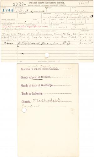 Lillie B. Leonard Student File