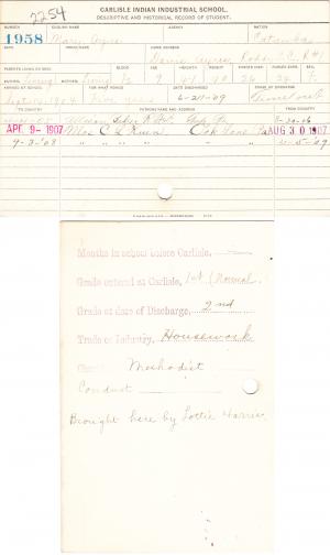 Mary Ayers Student File