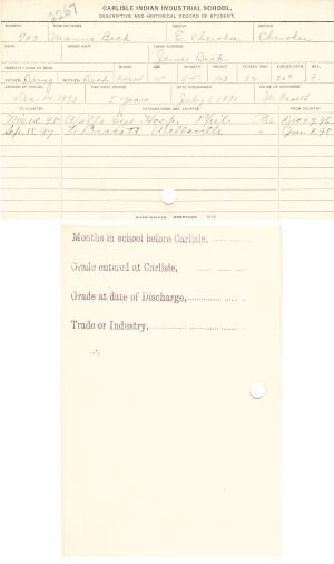 Mamie Beck Student File Mamie Beck Student File