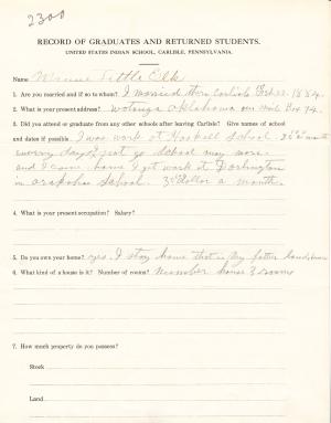 Minnie Little Elk Student File