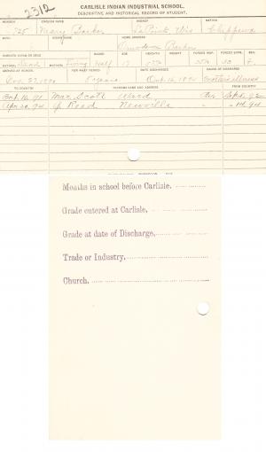 Mary Barker Student File