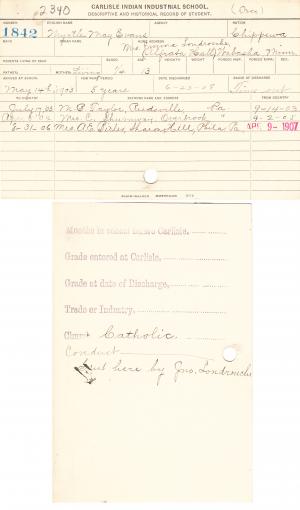 Myrtle Evans Student File