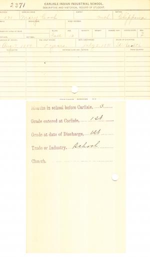 Mary Cook Student File Mary Cook Student File