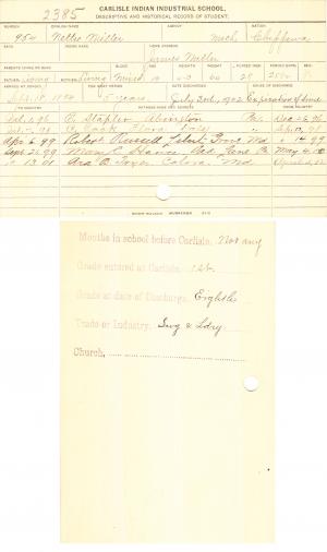 Nettie Miller Student File Nettie Miller Student File