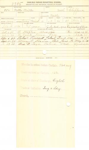 Nettie Miller Student File