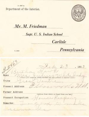 Bertha E. Hawk (Bird Woman) Student File Bertha E. Hawk (Bird Woman) Student File