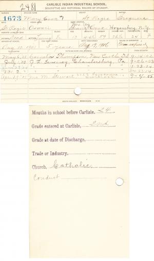 Mary Cook (Ovwari) Student File [entered 1901]