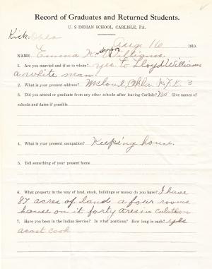 Emma Kickapoo (Pen-e-tha-ah-quah) Student File Emma Kickapoo (Pen-e-tha-ah-quah) Student File