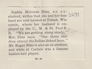 Sophia Metoxen Student File Sophia Metoxen Student File