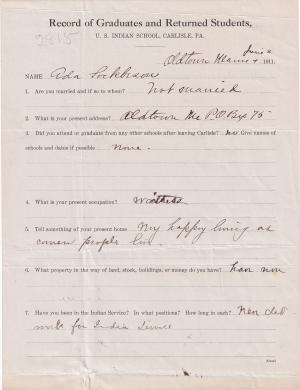 Ada Sockbeson Student File