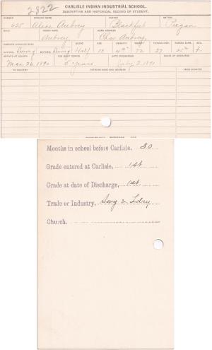 Alice Aubrey Student File