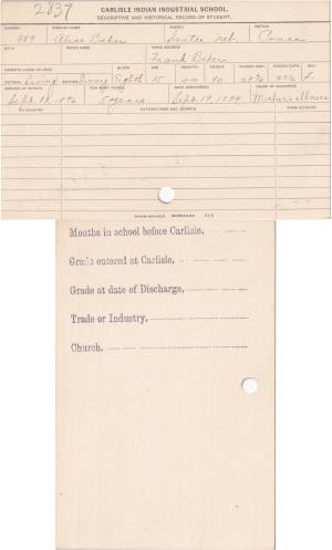 Alice Baker Student File