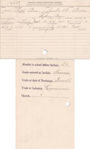 Ruth Bear Student File