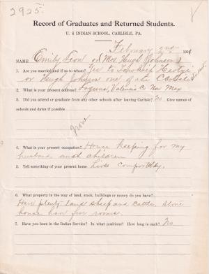 Emily Leon (See-wy-sheet-sa) Student File