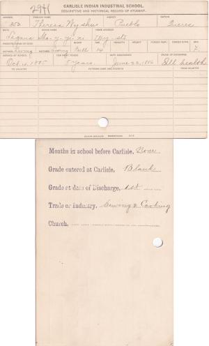 Theresa Wyshee (Sho-y-yi-ni) Student File