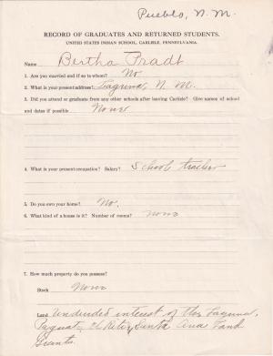 Bertha Pradt Student File